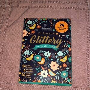 24 Assorted Glittery Thank You Cards